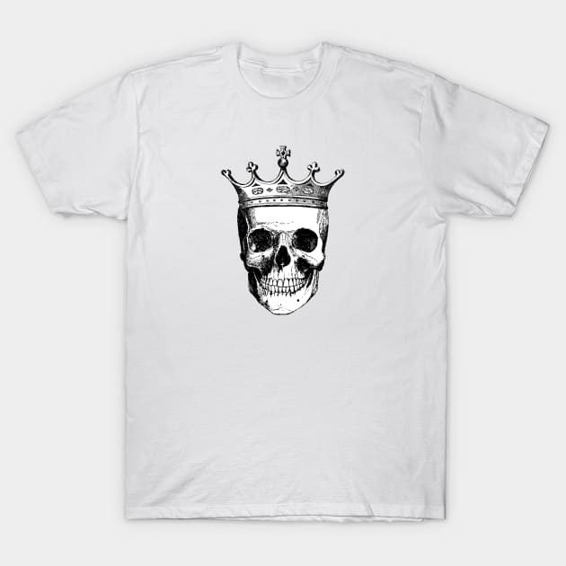 Skull King | Skull with Crown | Skull Wearing a Crown | Vintage Skulls | Black and White | T-Shirt by Eclectic At Heart